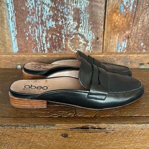 Abeo Bio System Jasmine Black Leather Slip On Loafer Mule Size 7
